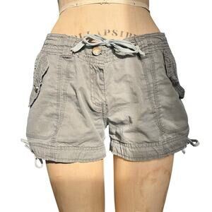 Le Rouge Grey Khaki Cotton Utility Cargo Shorts Size M